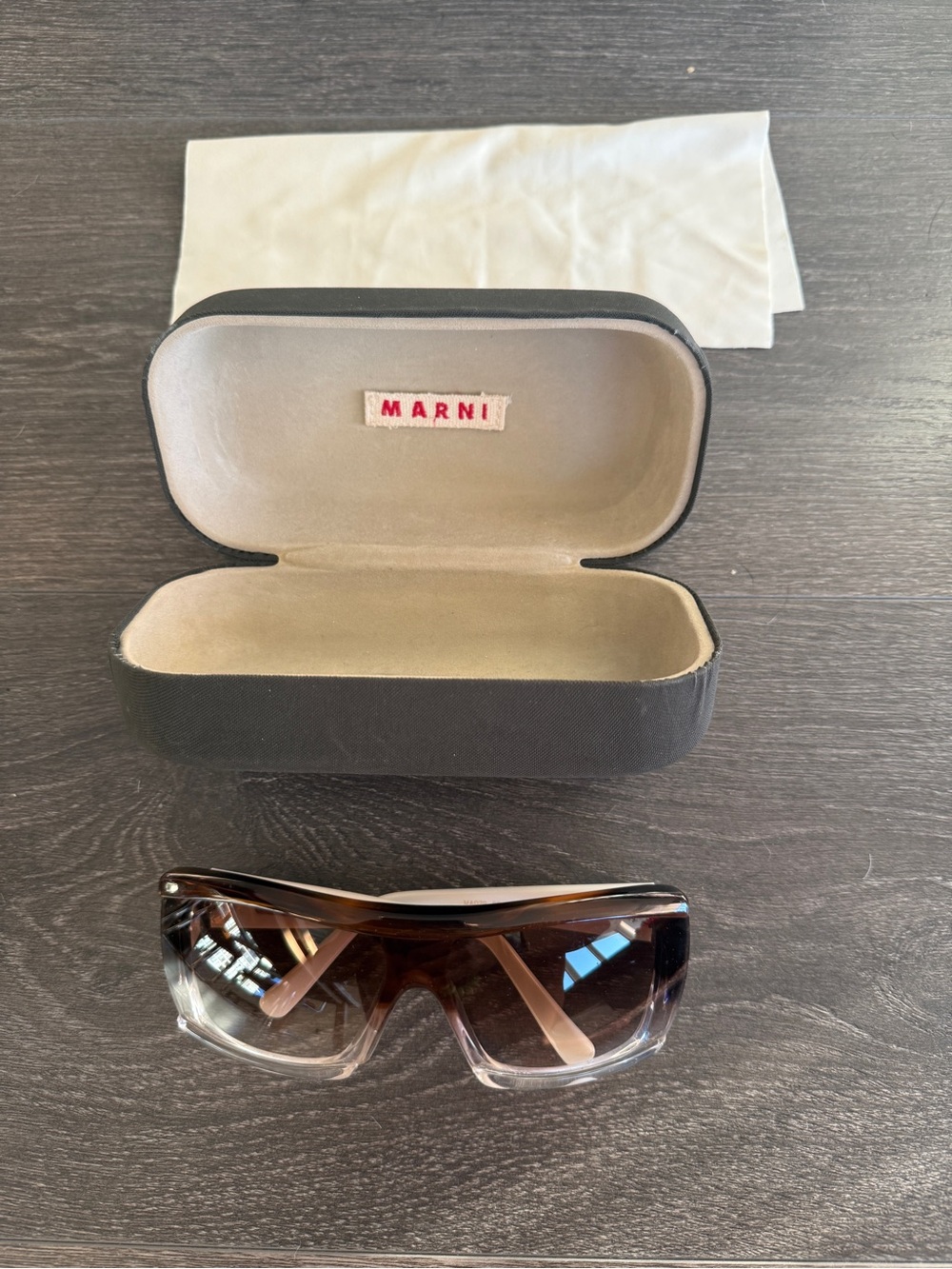 Marni Brown Gradient Shield Sunglasses with Clear-to-Brown Frame